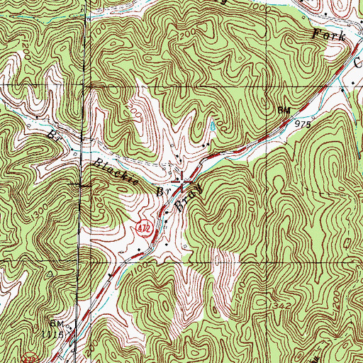 Topographic Map of Blackie Branch, KY