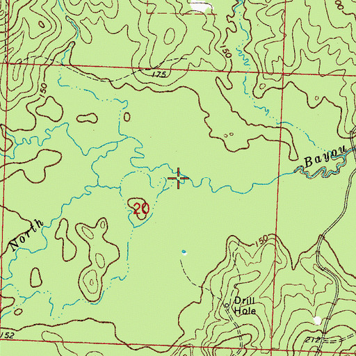 Topographic Map of Lewis Bayou, AR