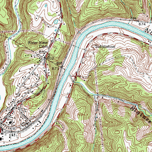 Topographic Map of Blaines Branch, KY