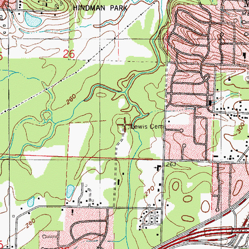 Topographic Map of Lewis Cemetery, AR