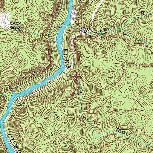 Topographic Map of Blair Creek, KY