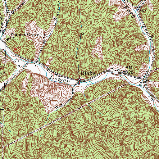 Topographic Map of Blake, KY