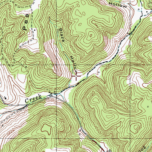 Topographic Map of Blaze Hollow, KY