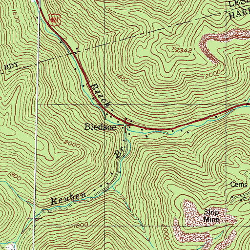 Topographic Map of Bledsoe, KY