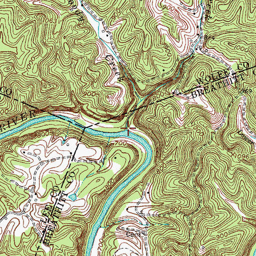 Topographic Map of Bloody Creek, KY