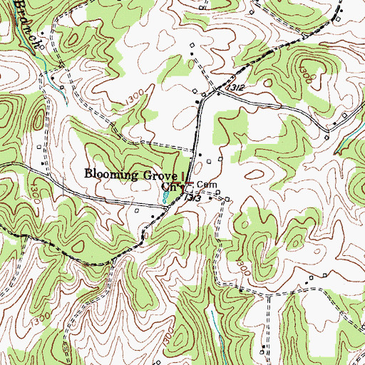 Topographic Map of Blooming Grove Church, KY