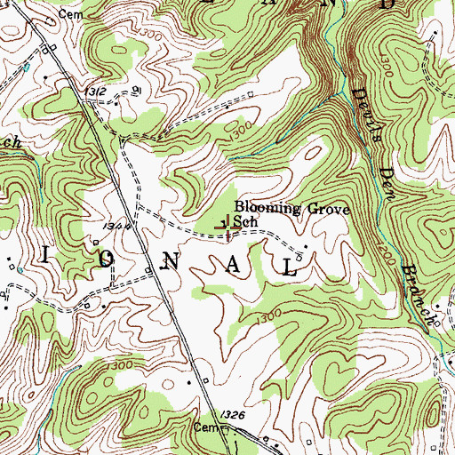 Topographic Map of Blooming Grove School, KY