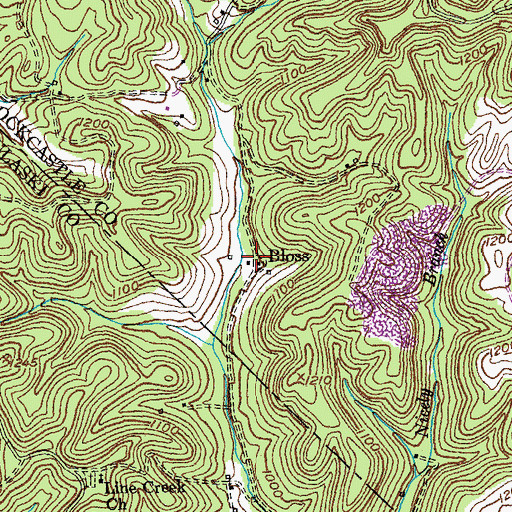 Topographic Map of Bloss, KY