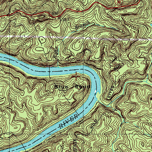 Topographic Map of Blue Bend, KY