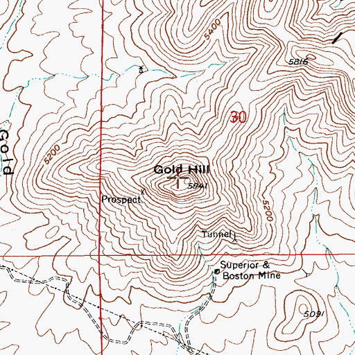 Topographic Map of Gold Hill, AZ