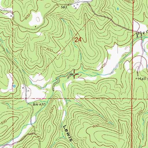 Topographic Map of Lewis Hollow, AR