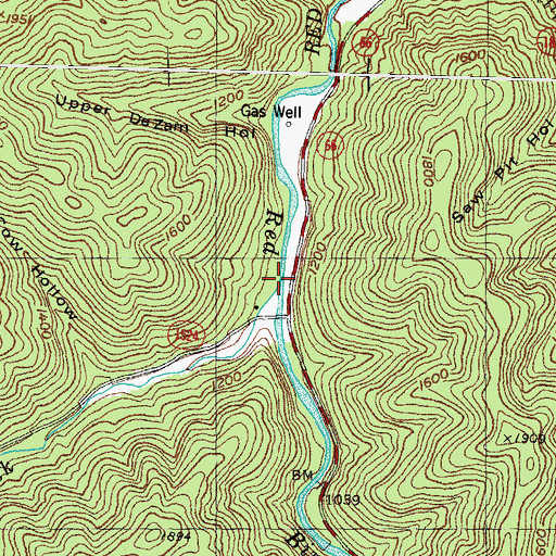 Topographic Map of Blue Hole Creek, KY