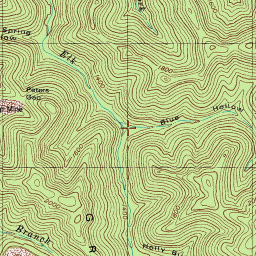 Topographic Map of Blue Hollow, KY