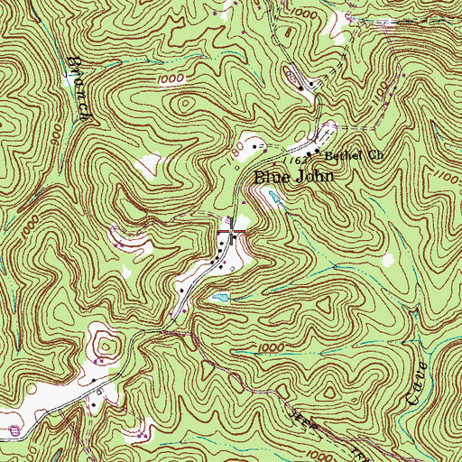 Topographic Map of Blue John, KY