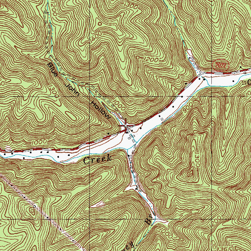 Topographic Map of Blue John Hollow, KY