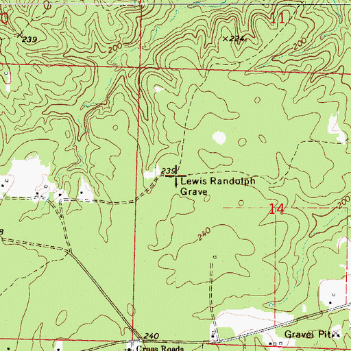 Topographic Map of Lewis Randolph Grave, AR