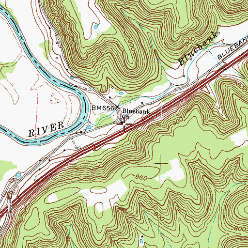 Topographic Map of Bluebank Church, KY