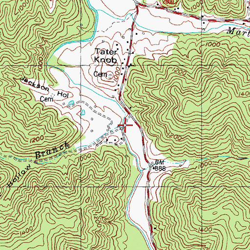 Topographic Map of Blythe Branch, KY
