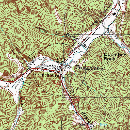 Topographic Map of Blythes Branch, KY