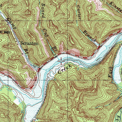 Topographic Map of Board Cut Branch, KY