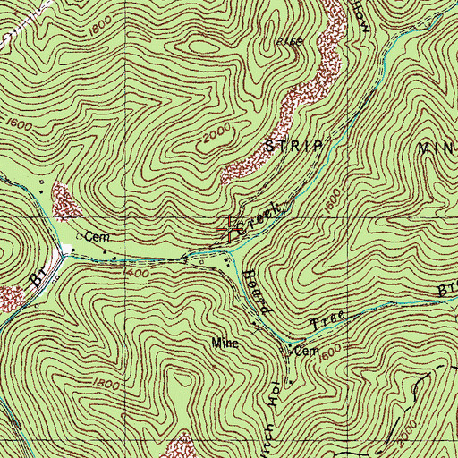 Topographic Map of Board Tree Branch, KY
