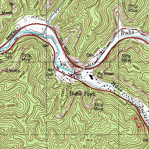 Topographic Map of Bobs Fork, KY