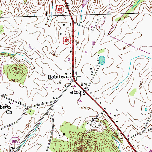 Topographic Map of Bobtown, KY