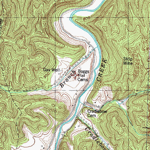 Topographic Map of Boggs Flat Cemeteries, KY
