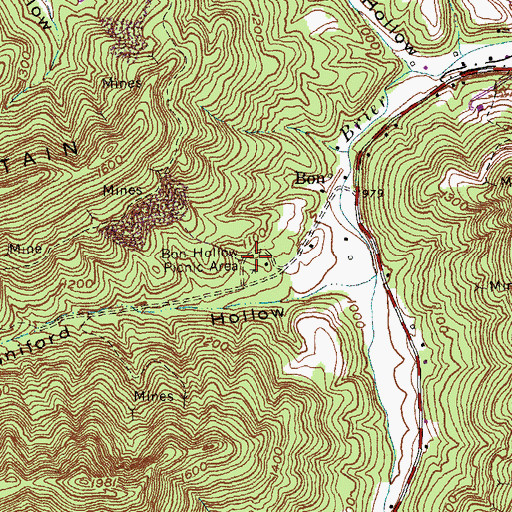 Topographic Map of Bon Hollow Picnic Area, KY