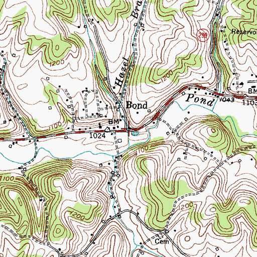 Topographic Map of Bond, KY