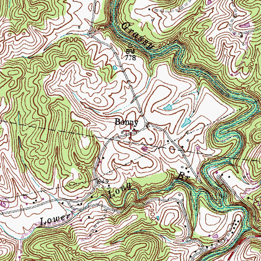 Topographic Map of Bonny, KY