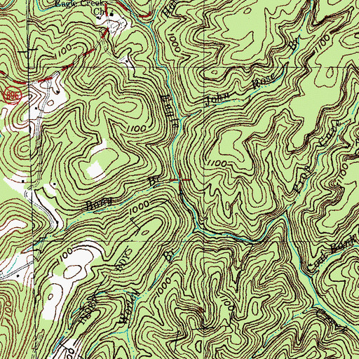 Topographic Map of Bony Branch, KY