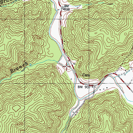 Topographic Map of Boones Branch, KY