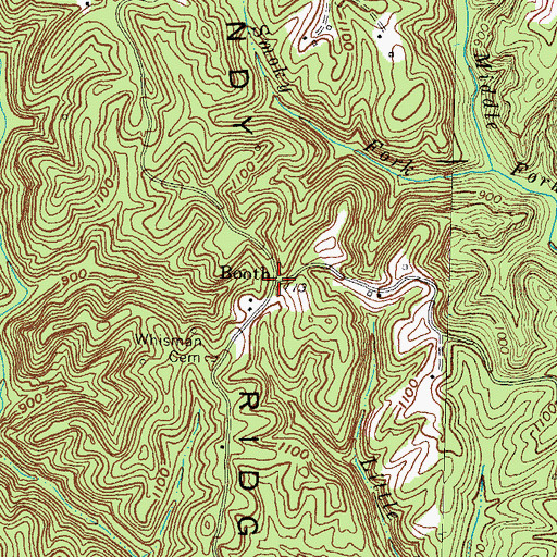 Topographic Map of Booth, KY
