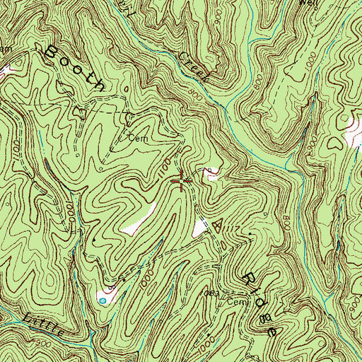 Topographic Map of Booth Ridge, KY