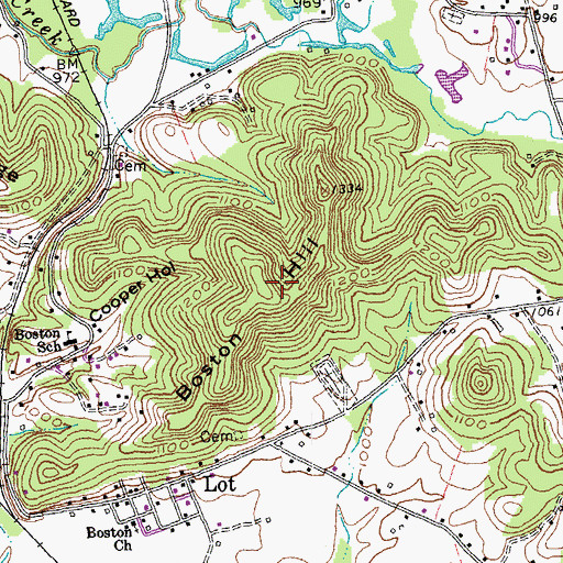 Topographic Map of Boston Hill, KY