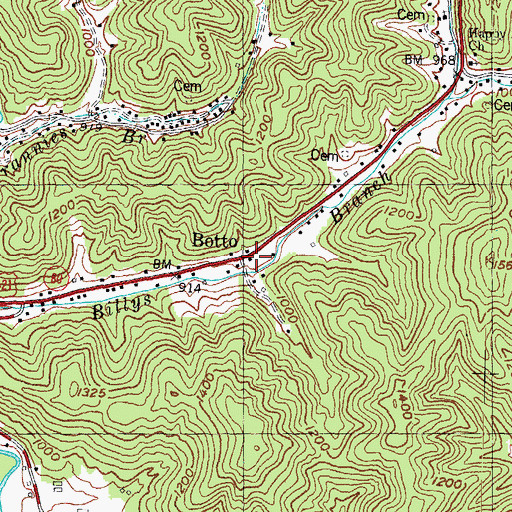 Topographic Map of Botto, KY
