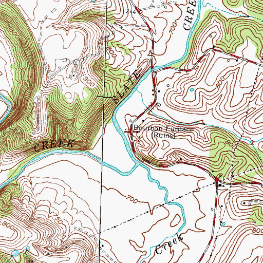 Topographic Map of Bourbon Furnace, KY