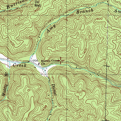 Topographic Map of Bowen Creek Church, KY