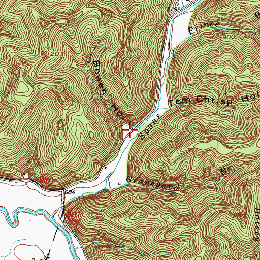 Topographic Map of Bowen Hollow, KY