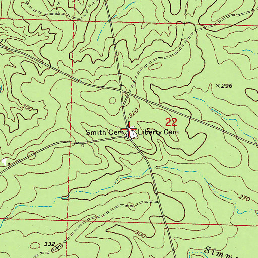 Topographic Map of Liberty Cemetery, AR