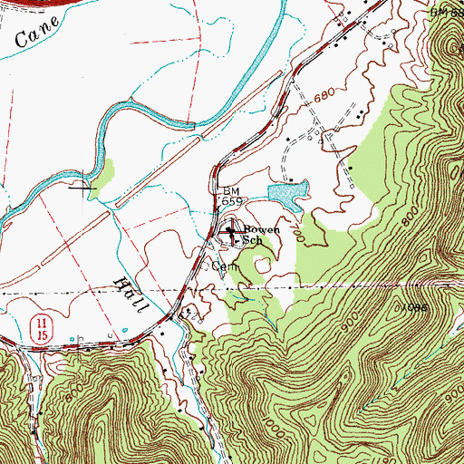 Topographic Map of Bowen Elementary School, KY