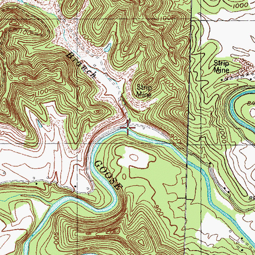 Topographic Map of Bowling Branch, KY