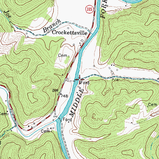 Topographic Map of Bowling Creek, KY