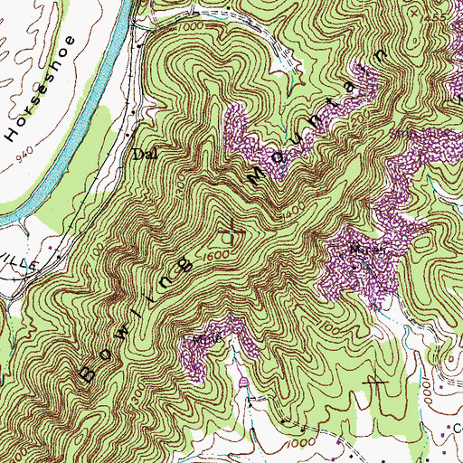 Topographic Map of Bowling Mountain, KY