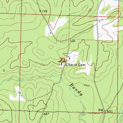 Topographic Map of Liberty Cemetery, AR