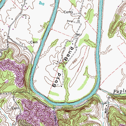 Topographic Map of Boyd Bend, KY