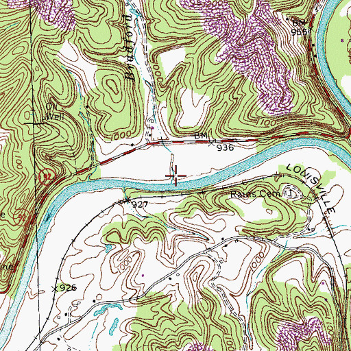 Topographic Map of Bradford Branch, KY