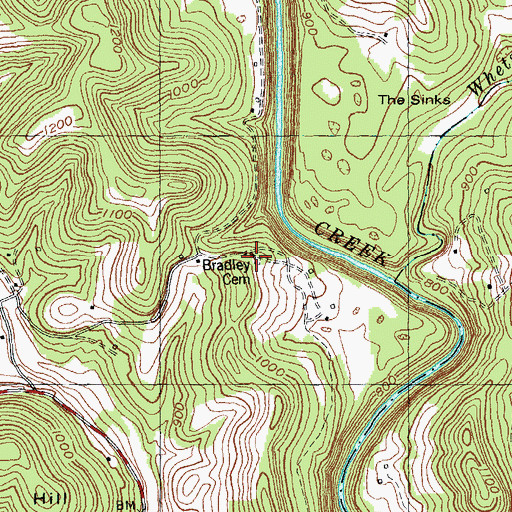 Topographic Map of Bradley Cemetery, KY
