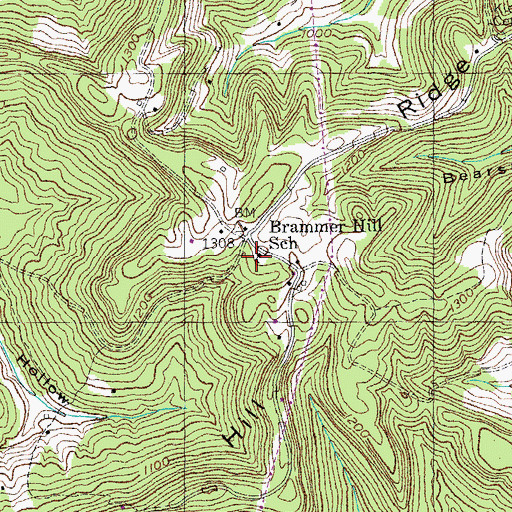 Topographic Map of Brammer Hill School, KY